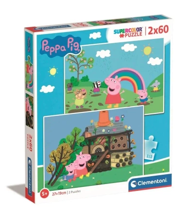 Puzzle 2x60 Super Kolor Peppa Pig - Clementoni