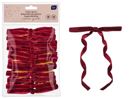 Kokardki aksamitne z moc.18cm RED 25szt Christmas - INTERDRUK