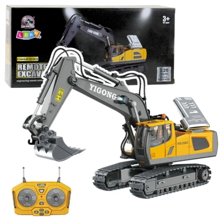 Koparka gąsienicowa RC 11-CH 1:20 żółta - Leantoys