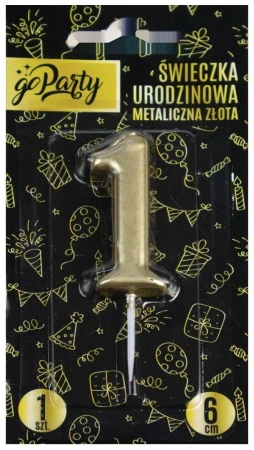 Świeczka urodzinowa 1 Metaliczna złota - GoParty