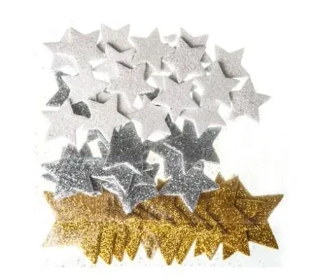 Naklejki z pianki brokat gwiazdki 45szt - Dalprint dpCraft