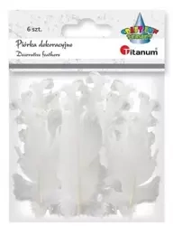 Piórka curly białe 6szt - Titanum