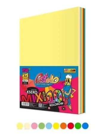 Papier ksero A4 80g 10 kolorów 250 arkuszy - Alfa Pastello
