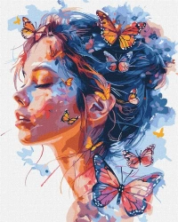 Malowanie po numerach -Dziewczyna i motyle 40x50cm - Ideyka