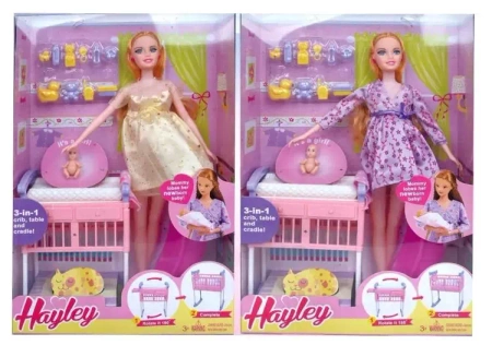Lalka w ciązy + łóżeczko i akcesoria - Pro Kids