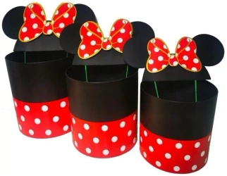 Pudełko Flower Box 3szt okrągłe Micky czerw ROZETT - Rozette