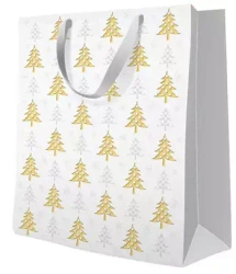 Torebka prezentowa Choinki złote i srebrne, duża
