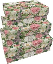 Pudełka ozdobne Piwonie i róże 3szt - Skona Ting