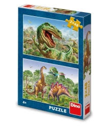 Puzzle 2x48 Walczące Dinozaury - Dino Toys