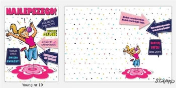 Karnet Young B6 + koperta wzór nr 019 Urodziny - Stamp
