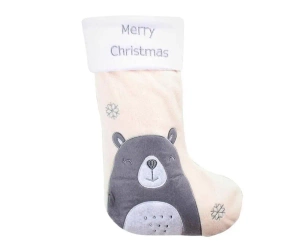 Skarpeta świąteczna biała Miś 27x42cm - Godan