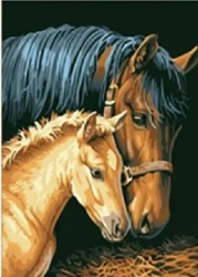 Diamentowa mozaika Koń ze źrebakiem nad sianem NO-1007774 - Norimpex