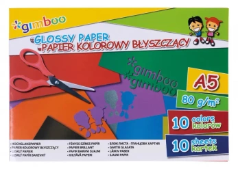 Zeszyt papierów kolorowych błyszczących A5 Gimboo 10 kolorów