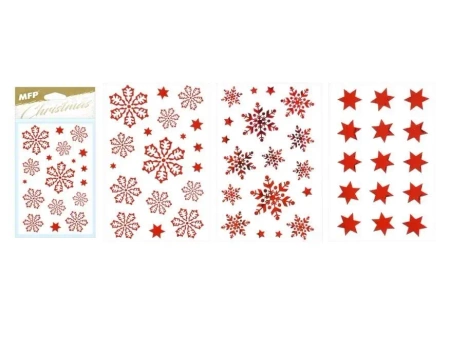Naklejka BN śnieżynki czerwone 80x120mm mix - MFP