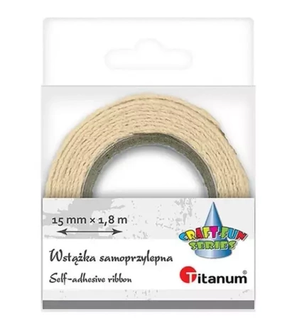 Wstążka bawełniana koronka 15mmx1.8m kremowa - Titanum