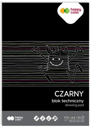 Blok techniczny A4 170g 10 ark czarny HAPPY COLOR - GDD
