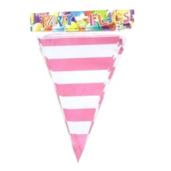 Girlanda flagi w paski różowa 27.5cmx10m - Penword