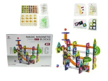 Klocki magnetyczne z torem dla kulek 94 elemnty C0098