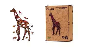 Puzzle drewniane eko 102 Cętkowana żyrafa A3 - PuzzleOK