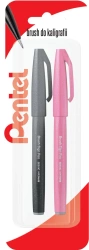 Pisak/pędzelek do kaligrafii SES15 czarny różowy - PENTEL