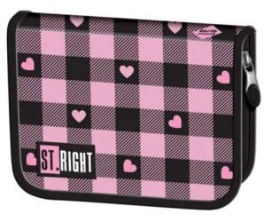 Piórnik dwuklapkowy bez wyposażenia Pink Checkered - ST-MAJEWSKI