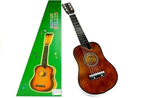 Gitara drewniana z kostką jasny brąz - Leantoys