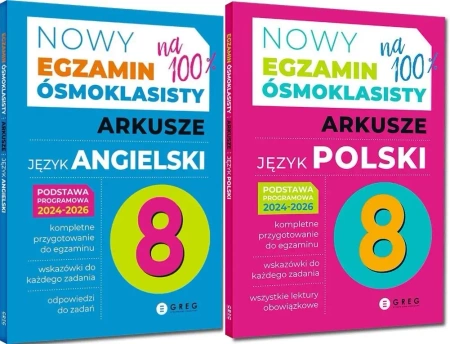 NOWY EGZAMIN ÓSMOKLASISTY ANGIELSKI MATEMATYKA POLSKI arkusze repetytorium - praca zbiorowa