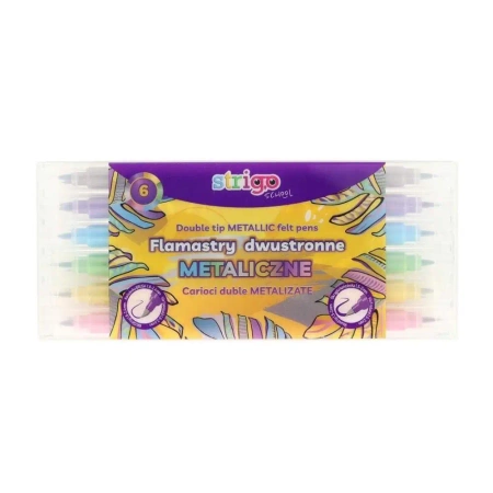 Flamastry dwustronne metaliczne 6 kolorów STRIGO
