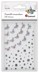Kryształki samoprzylepne Motyle i dżety 64szt - Titanum