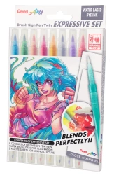Pisaki pędzelkowe Brush SESW30-ST8MGPL 8 kolorów - PENTEL