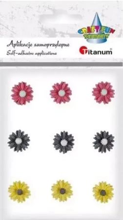 Kwiatki samoprzylepne z żywicy margerytki mix 9szt - Titanum