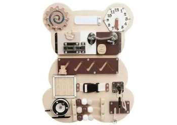 Tablica manipulacyjna drewniana Miś 14el - Leantoys