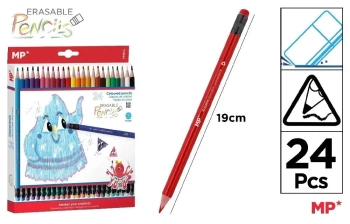 Kredki ołówkowe ścieralne z gumką 24szt - MP Main Paper