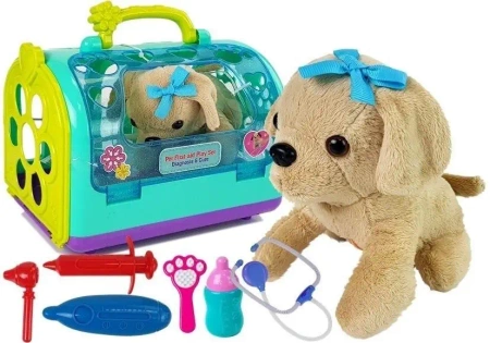 Zestaw weterynarz z pieskiem i transporterem - Leantoys