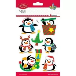 Naklejki wypukłe pingwiny metaliczne 7szt MIX - Titanum