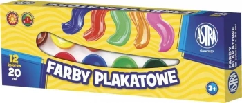 Farby plakatowe 12 kolorów 20ml ASTRA - ASTRA papiernicze
