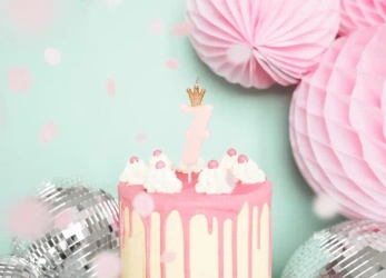Świeczka urodzinowa 7 jasny różowy 9,5cm - PartyDeco