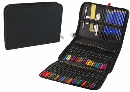 Kredki w piórniku 95el - Leantoys