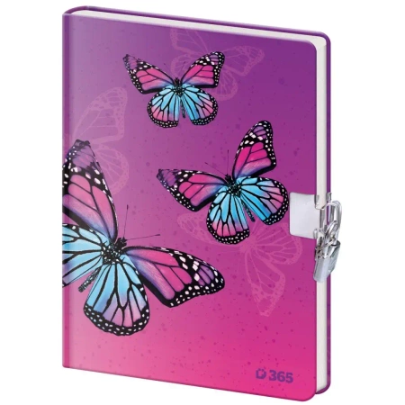 Pamiętnik z kłódką B6/60K gładki Motyle - Helma