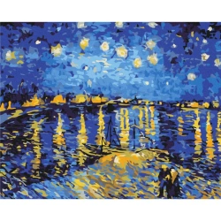 Malowanie po numerach BRUSHME 40x50cm Gwiaździsta noc nad Rona Vincent van Gogh