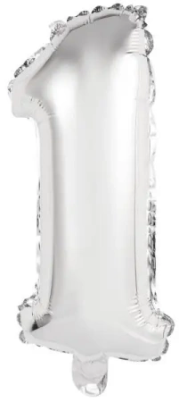 Balon foliowy mini cyfra 1 srebrna 19,5x40cm - Amscan