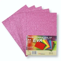 Pianka brokatowa A4 Eva jasny róż biodegrad. 5szt - Penword