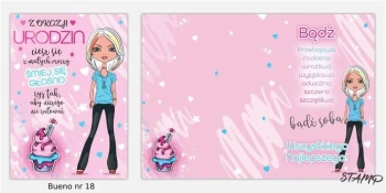 Karnet Bueno B6 + koperta wzór nr 18 Urodziny - Stamp
