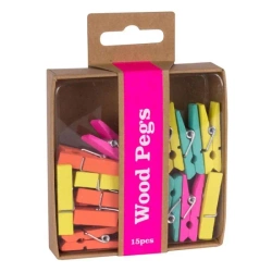 Spinacze drewniane Fluor Collection 15szt MIX - Apli