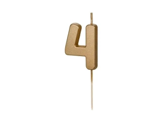 Świeczka urodzinowa 4 złota 4,5cm - PartyDeco