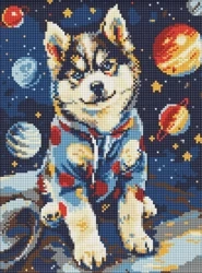Diamentowa mozaika - Kosmiczny husky 30x40cm - Ideyka