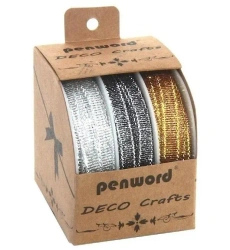 Wstążka ozdobna 6mmx3m 3szt (12kpl) - Penword