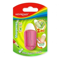Temperówka plastikowa z gumką pojedyńcza MIX - Keyroad