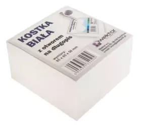 Kostka klejona biała 85x85mm 5cm otwór na długopis - Wektor