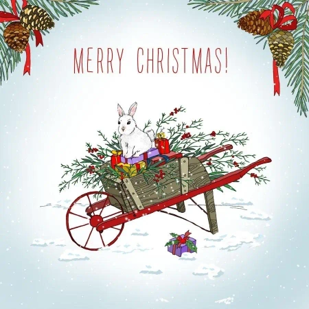 Karnet Swarovski kwadrat CL2301 Święta Taczka - Clear Creations